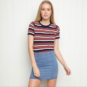 NEW RARE Brandy Melville Blue Denim Justina Skirt